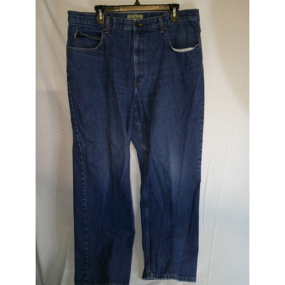 Mens LL Bean Relaxed Fit Jeans 38x30 Denim Blue Cotton Casual Pants ACTUAL 39X30